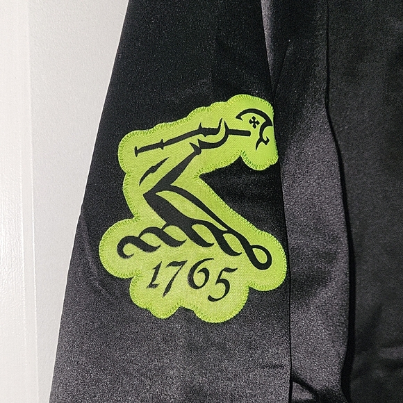 Mitchell & Ness Hennessy Black Varsity Jacket with Neon Green Accents - Picture 6 of 7